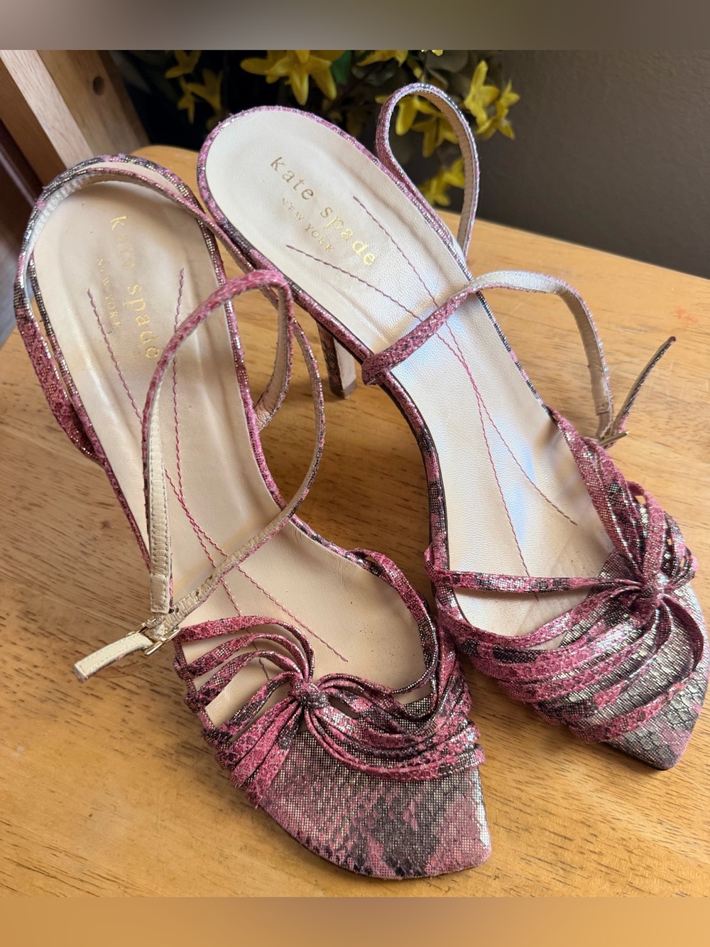 kate spade Metallic Pink Strappy Slingback Heels